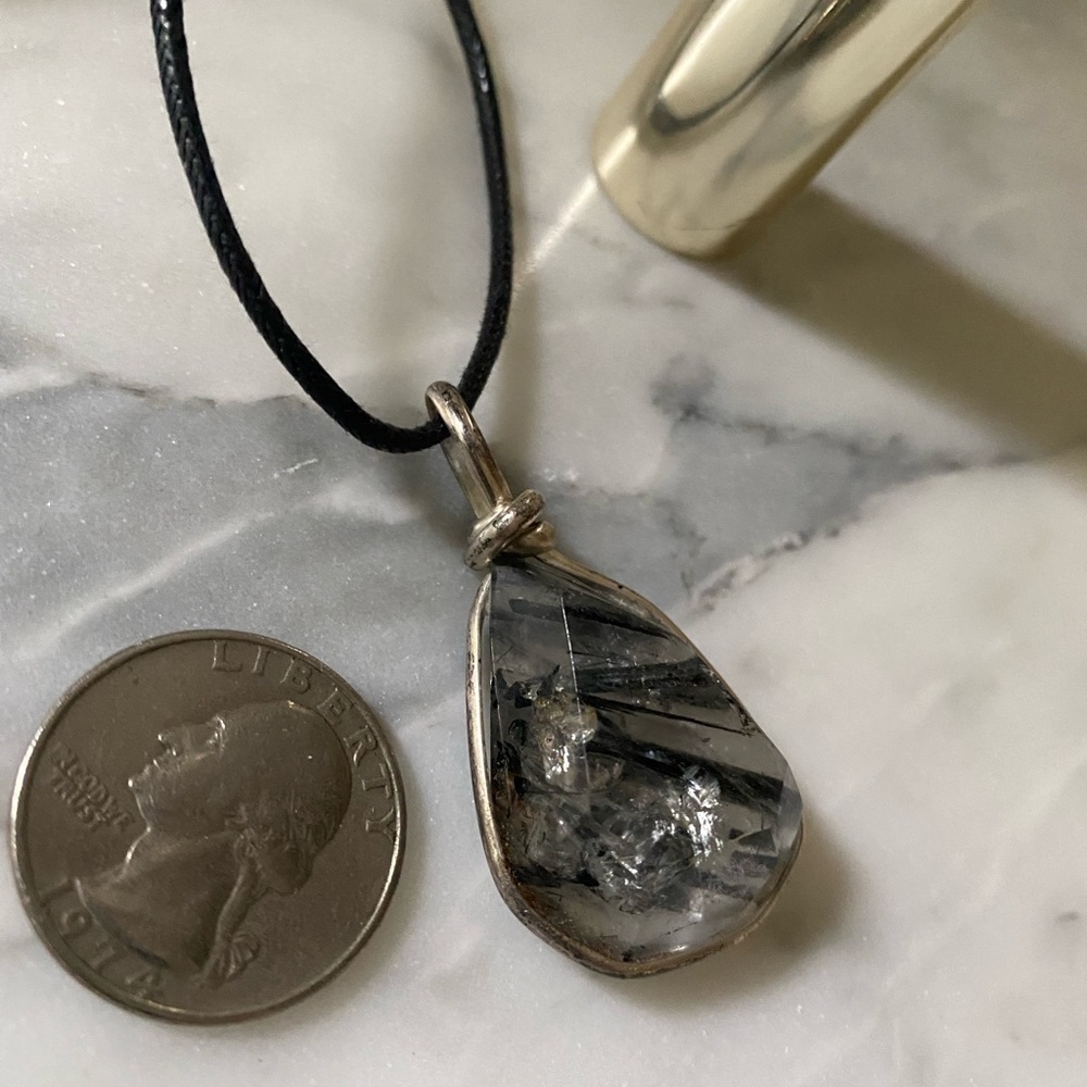 Men’s Tourmalinated Quartz And Sterling Silver Necklace